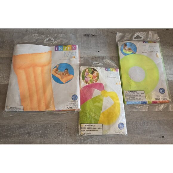 Intex The Wet Set Size 36" Neon 2012 Vinyl Neon Frost Tube Matt Ball LOT b205 - Picture 1 of 13